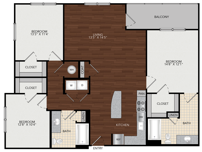 Tapestry Largo Station_Largo MD_Floor Plan 3A_Three Bedroom Two Bathroom Tapestry Largo Station_Largo MD_Floor Plan 3A_Three Bedroom Two Bathroom